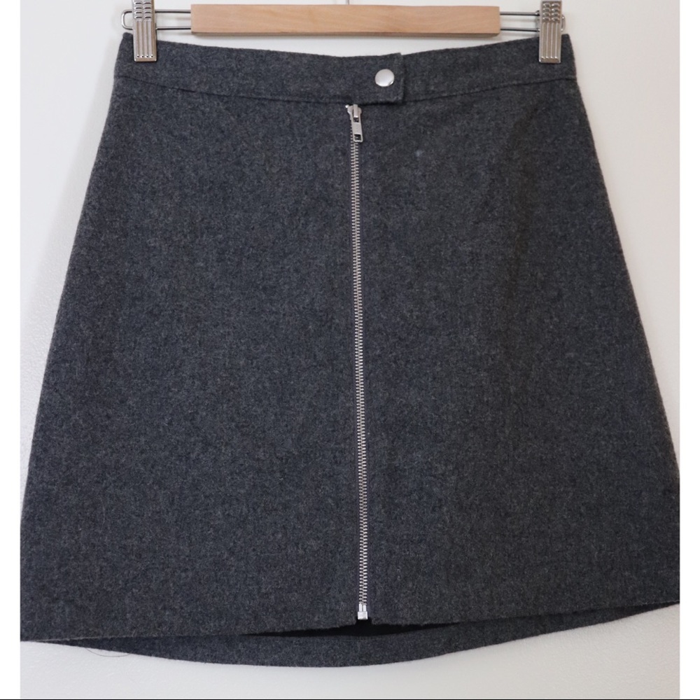 Madewell Grey Studio Zip Skirt in Wool